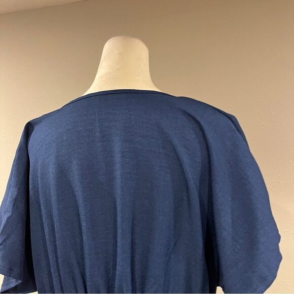 SHEIN Curve casual v-neck short sleeve Navy Blue a-line Dress - Picture 6 of 14